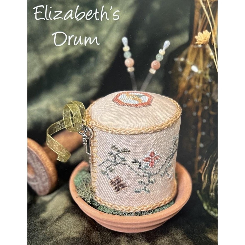 Violets & Verses Cross Sttich Kit - Elizabeth's Drum Pincushion